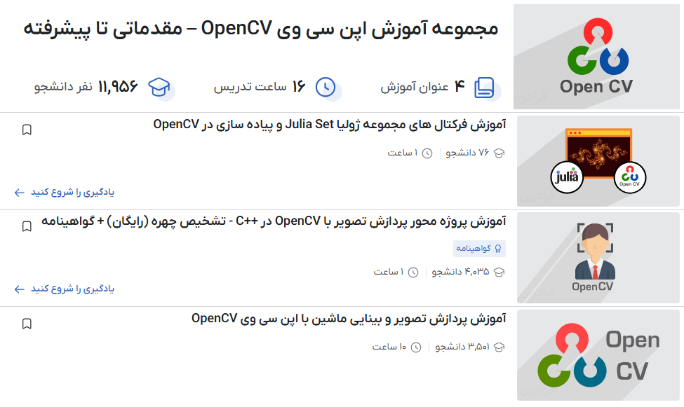 مجموعه آموزش اپن سی وی OpenCV – مقدماتی تا پیشرفته