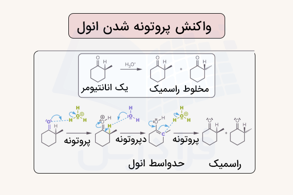 واکنش پروتونه شدن انول