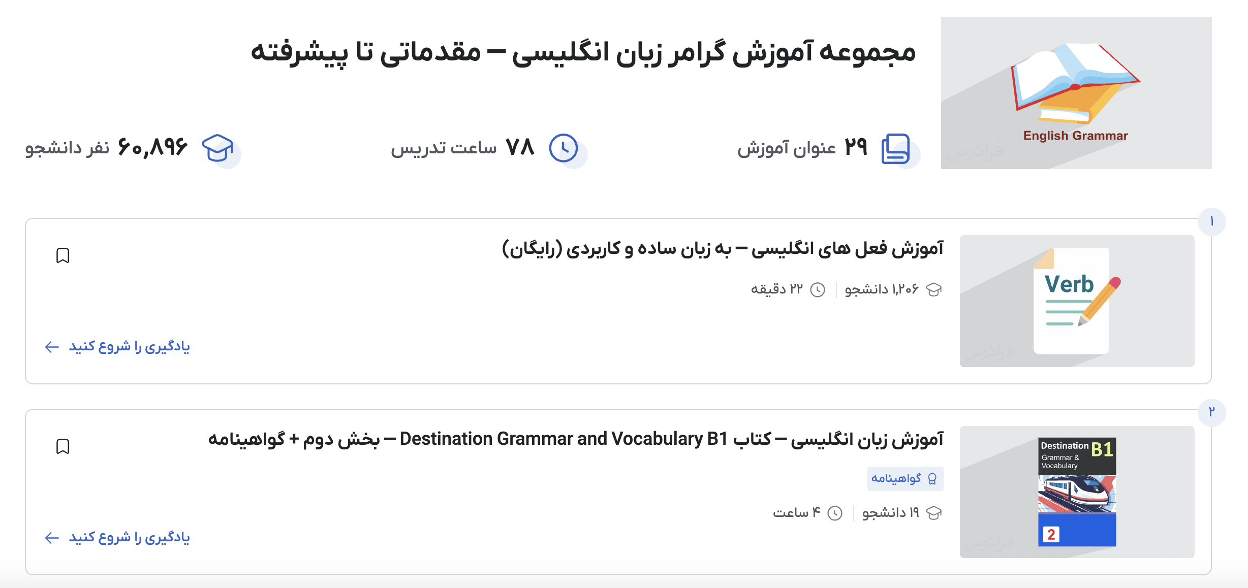 فیلم آموزش گرامر زبان انگلیسی در فرادرس
