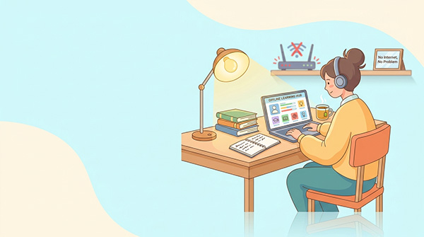 دختری در حال درس خواندن بدون وای فای