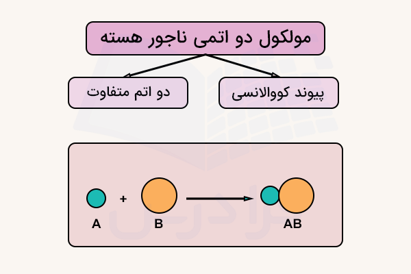 ساختار و شکل مولکول دو اتمی ناجور هسته