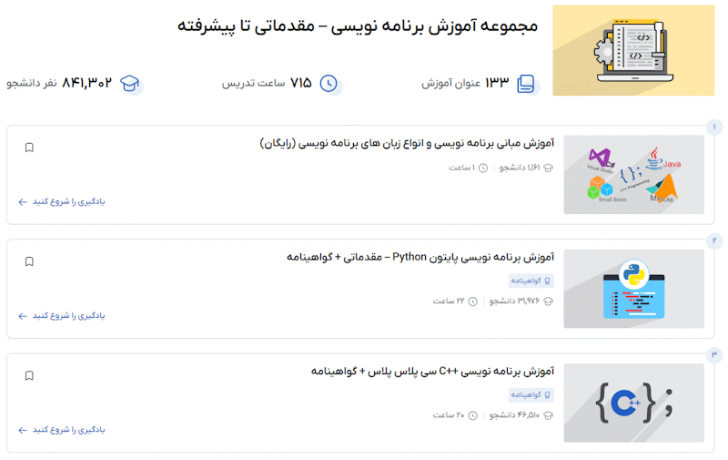 مجموعه فیلمهای آموزش برنامه نویسی – مقدماتی تا پیشرفته فرادرس