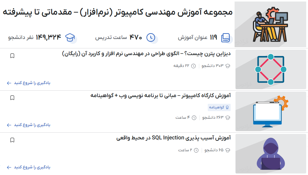مجموعه آموزش مهندسی کامپیوتر (نرم‌افزار) – مقدماتی تا پیشرفته