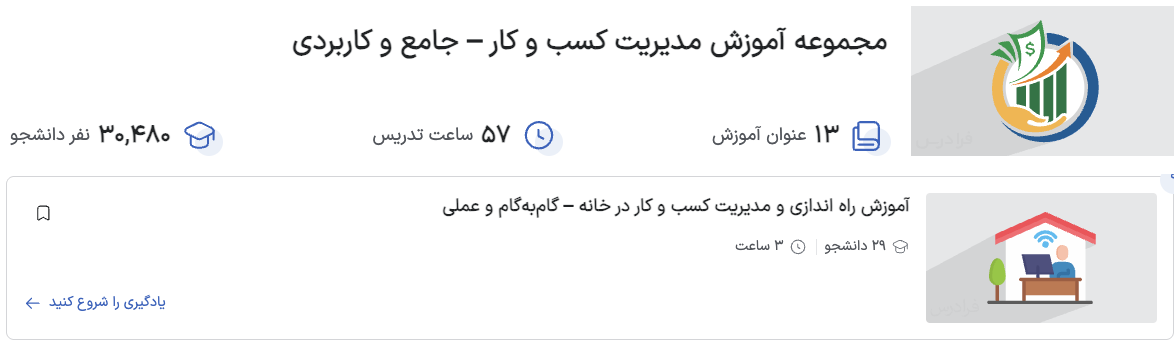 لندینگ مجموعه فیلم آموزش مدیریت کسب و کار فرادرس