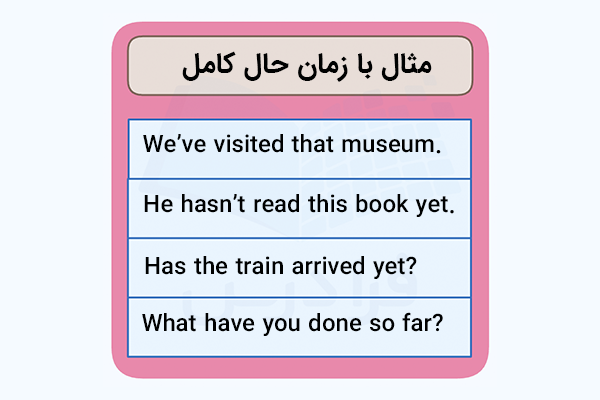 مثال با زمان حال کامل