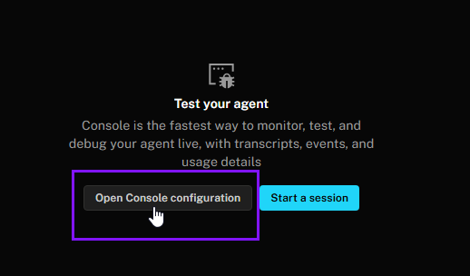 پنل تنظیمات LiveKit با عنوان «Console Configuration»