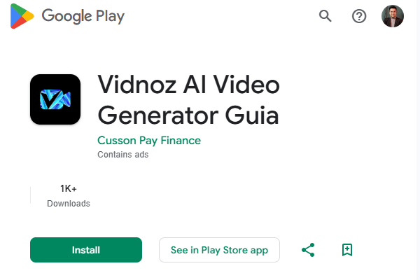 صفحه نصب اپلیکیشن Vidnoz برای ساخت آواتارهای سخنگو با هوش مصنوعی در تصویر نشان داده شده است - ساخت انیمیشن با هوش مصنوعی رایگان