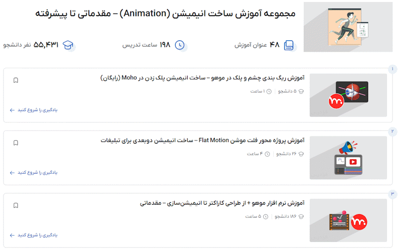 مجموعه فیلم‌های آموزش ساخت انیمیشن (Animation) – مقدماتی تا پیشرفته از فرادرس