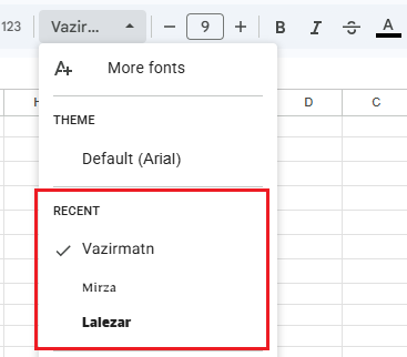 فونت‌های اضافه شده به متن-adding-font