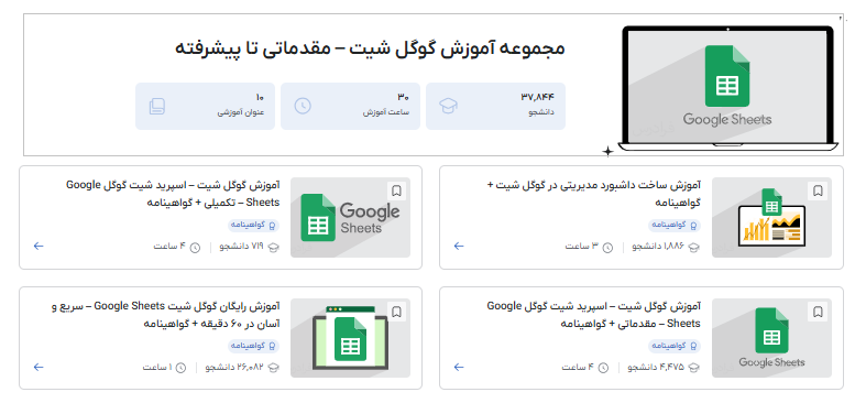 مجموعه آموزش گوگل‌شیت فرادرس-رسات چین کردن در گوگل شیت