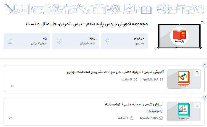 مجموعه دروس پایه دهم بخش شیمی فرادرس