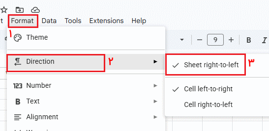تنظیمات راست‌چین نهایی-googlesheet-rtl