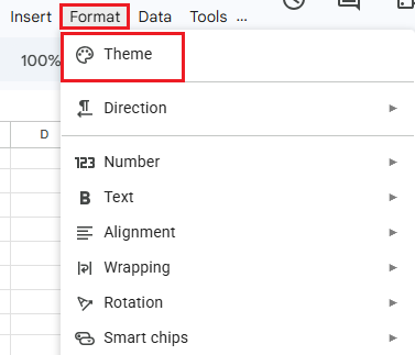 زبانه فرمت-googlesheet-font