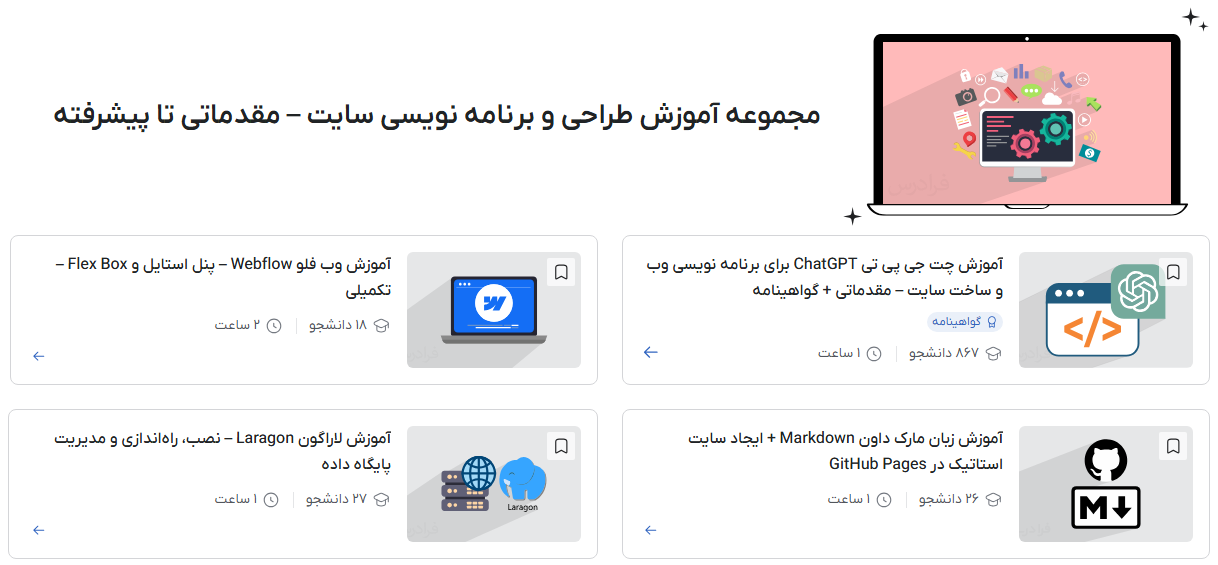 مجموعه آموزش طراحی و برنامه ‌نویسی سایت – مقدماتی تا پیشرفته