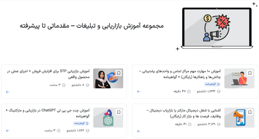 مجموعه آموزش بازاریابی و تبلیغات فرادرس