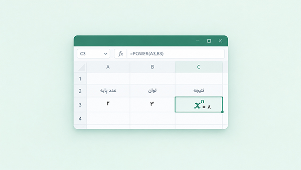 نمونه شیت اکسل با مثال از تابع توان