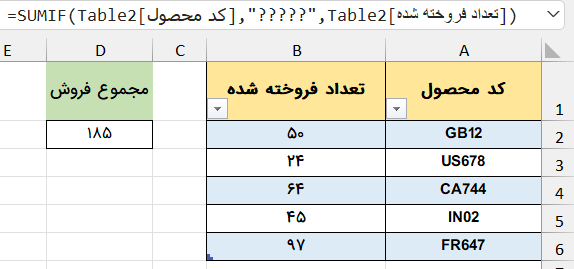 مثال علامت سوال-کاربرد علامت در اکسل