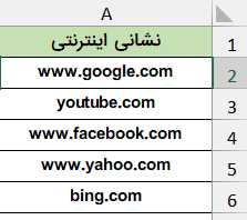 جدول نمونه نشانی اینترنتی-جایگزین کردن متن