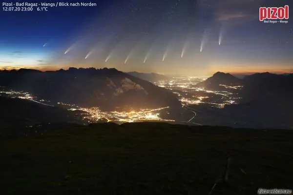 دنباله دار نئووایز بر فراز آلپ سوئیس