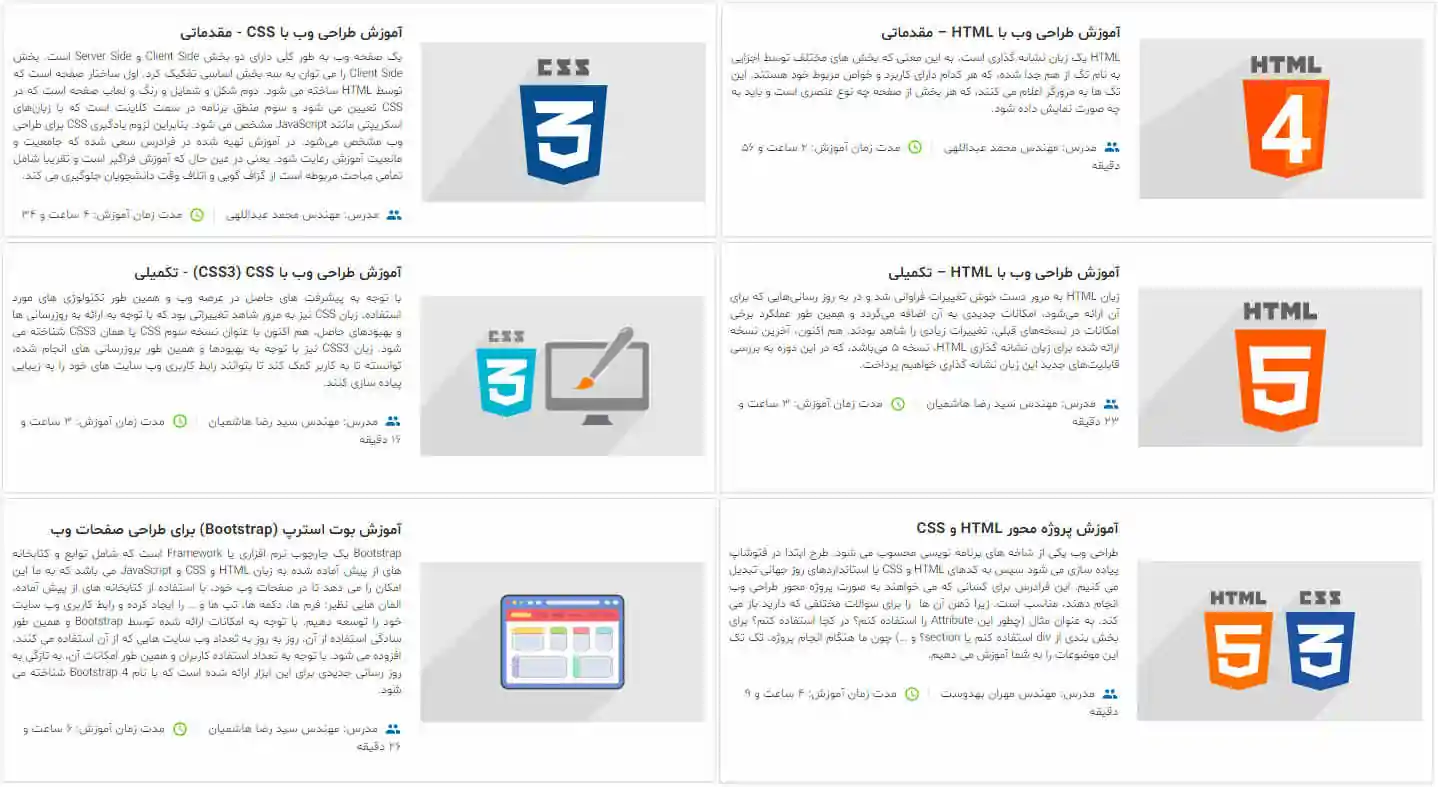 مجموعه آموزش طراحی سایت با HTML و CSS