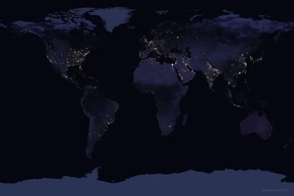 تصویر سیاره زمین در شب