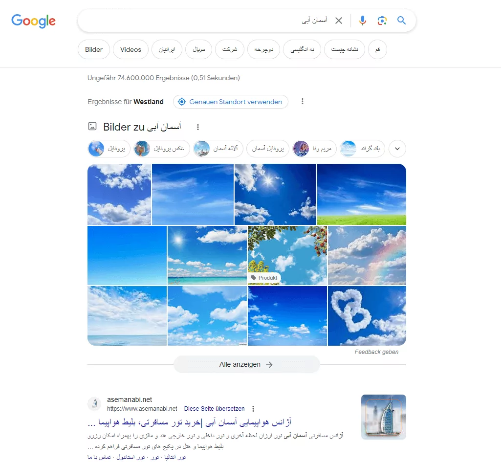 نمایش تصاویر در بخش تصویری صفحه نتایج طبیعی گوگل