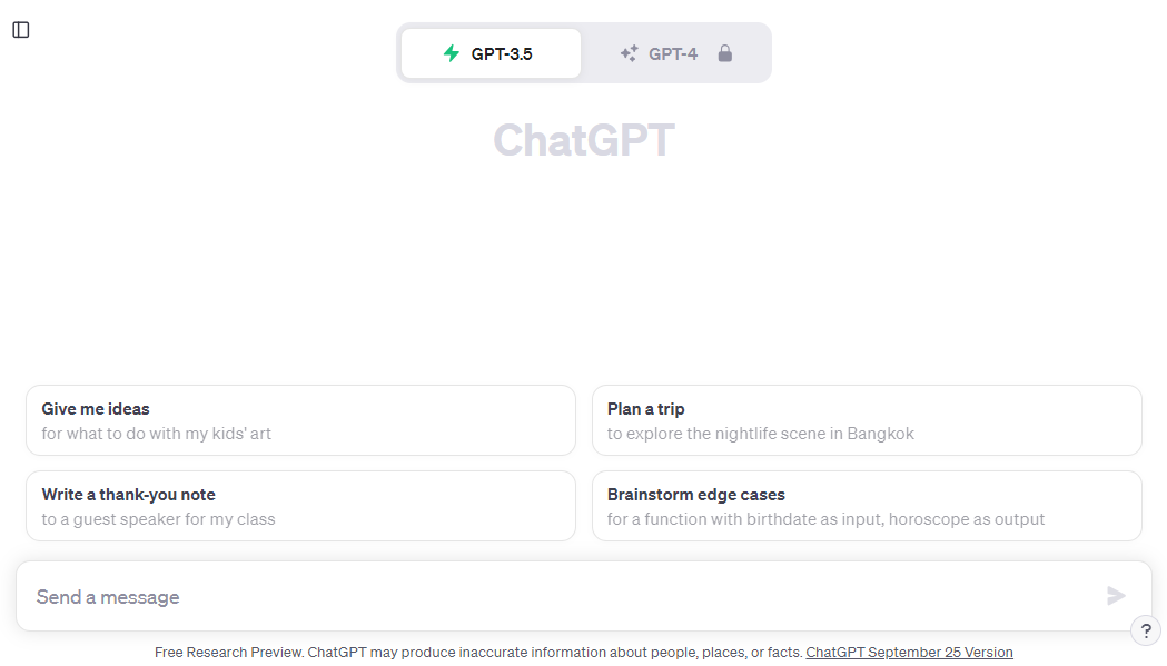 صفحه اصلی ChatGPT