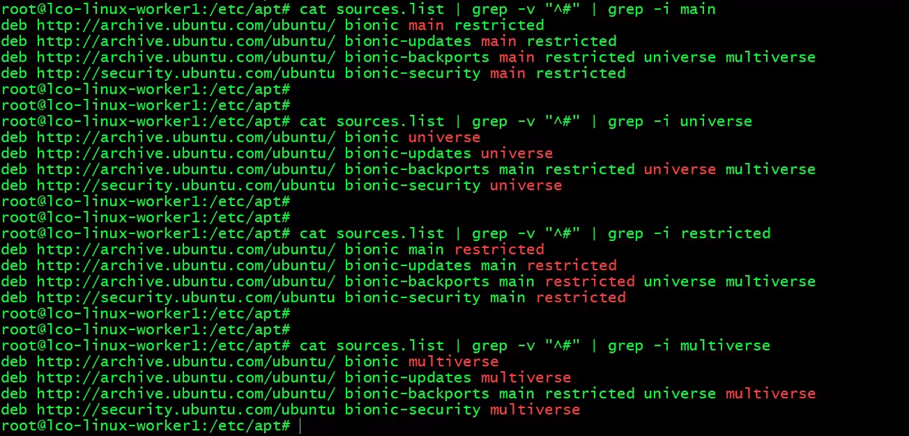نمایش انواع مختلف repository در لینوکس توزیع اوبونتو