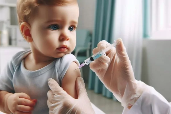 در یک درمانگاه به کودک واکسن تزریق می‌شود - بهداشت مادر و کودک