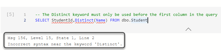 نمونه کدی ازدستور Distinct در SQL