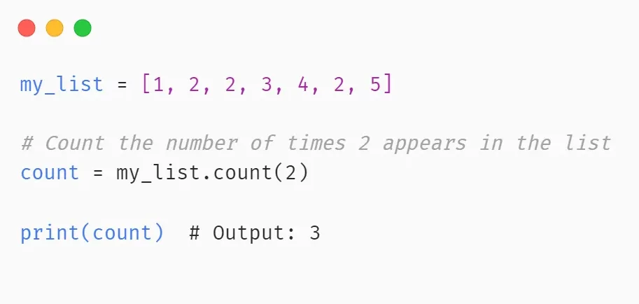 استفاده از تابع Count در پایتون برای شمارش چگونگی یک عنصر در یک لیست