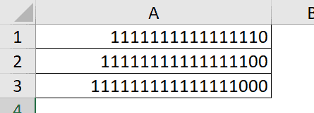 نمایش سه عدد طولانی بزرگتر از 15 رقم در سه سلول اکسل