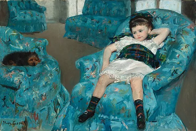 نقاشی دختری روی مبل آبی اثر مری کست - امپرسیونیسم چیست