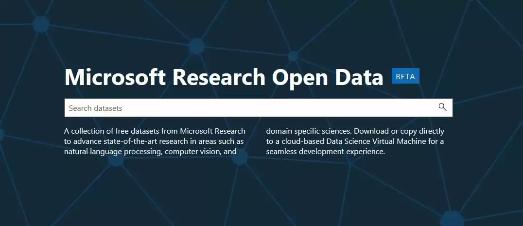 وب سایت Microsoft Research Open Data