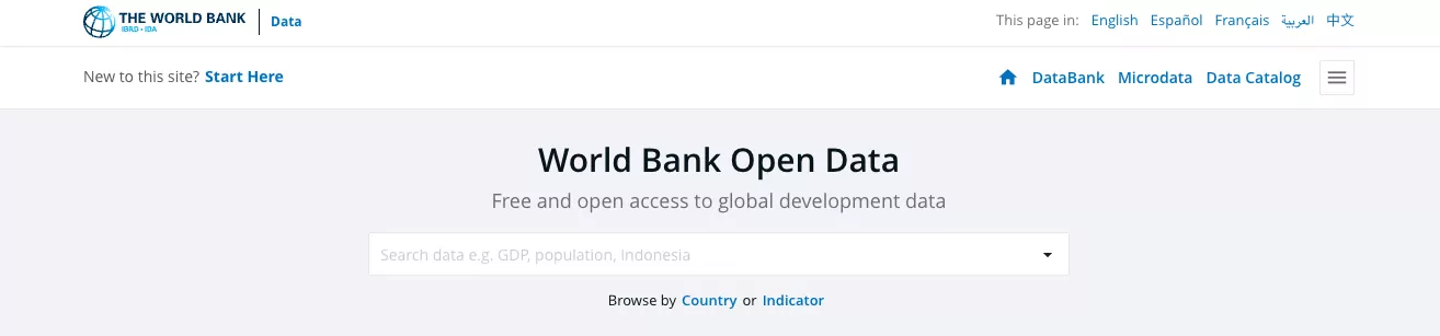 وب سایت World Bank Open Data