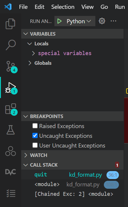 نوار فعالیت VSCode